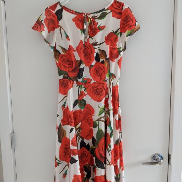 Unique Vintage Rose Red summer dress tea-length - Picture 2 of 4